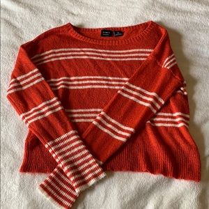 PRESS Orange Sweater with white stripes